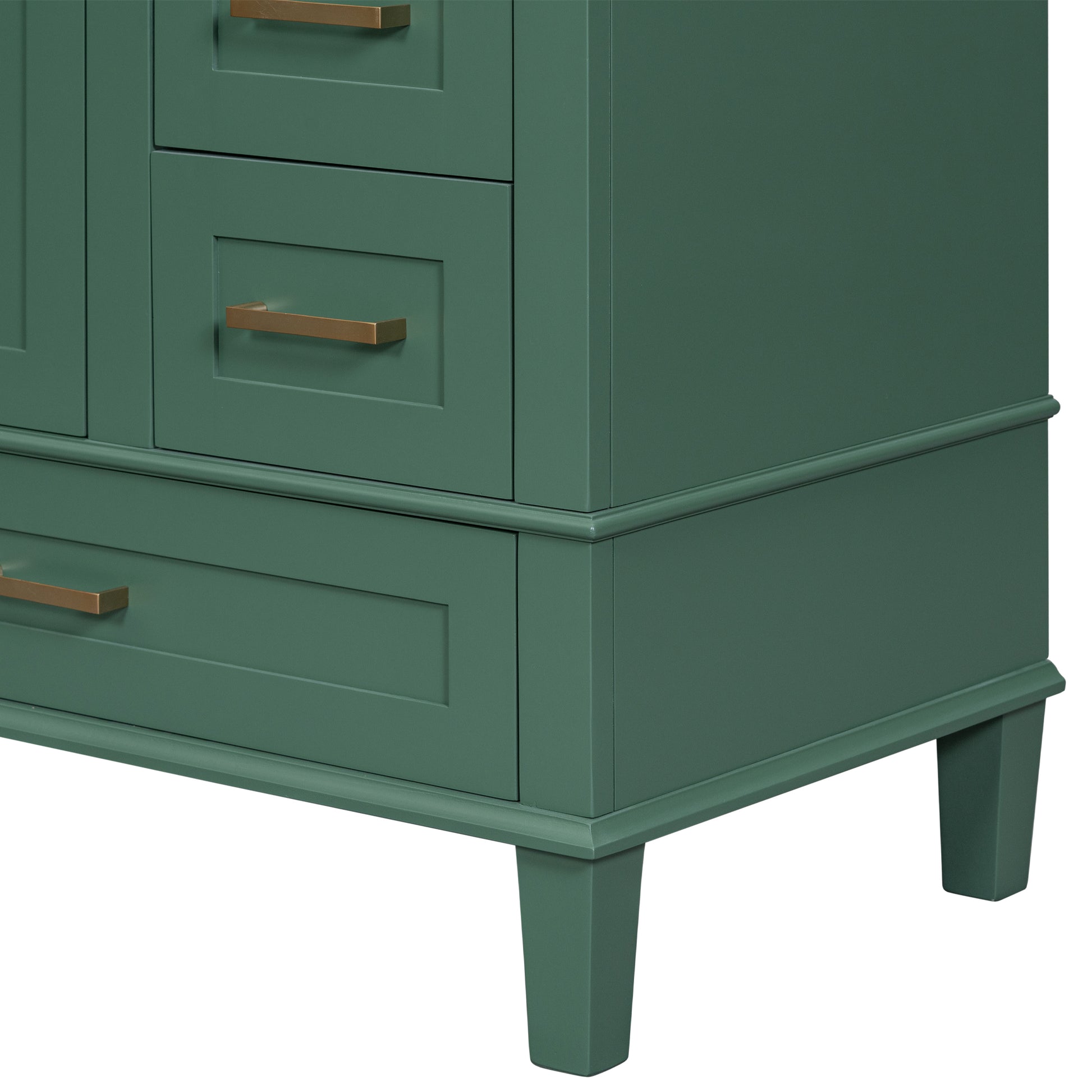 30" Bathroom Vanity In Green, Modern Bathroom Cabinet With Sink Combo Set, Bathroom Storage Cabinet With A Soft Closing Door And 3 Drawers, Solid Wood Frame Resin Basin Green Solid Wood Mdf