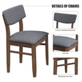 2 Pcs Dining Chairs Fabric Cushion Retro Upholstered Chairs Solid Rubber Wood For Kitchen Dining Room Small Space Grey Walnut Color Walnut Rubber Wood