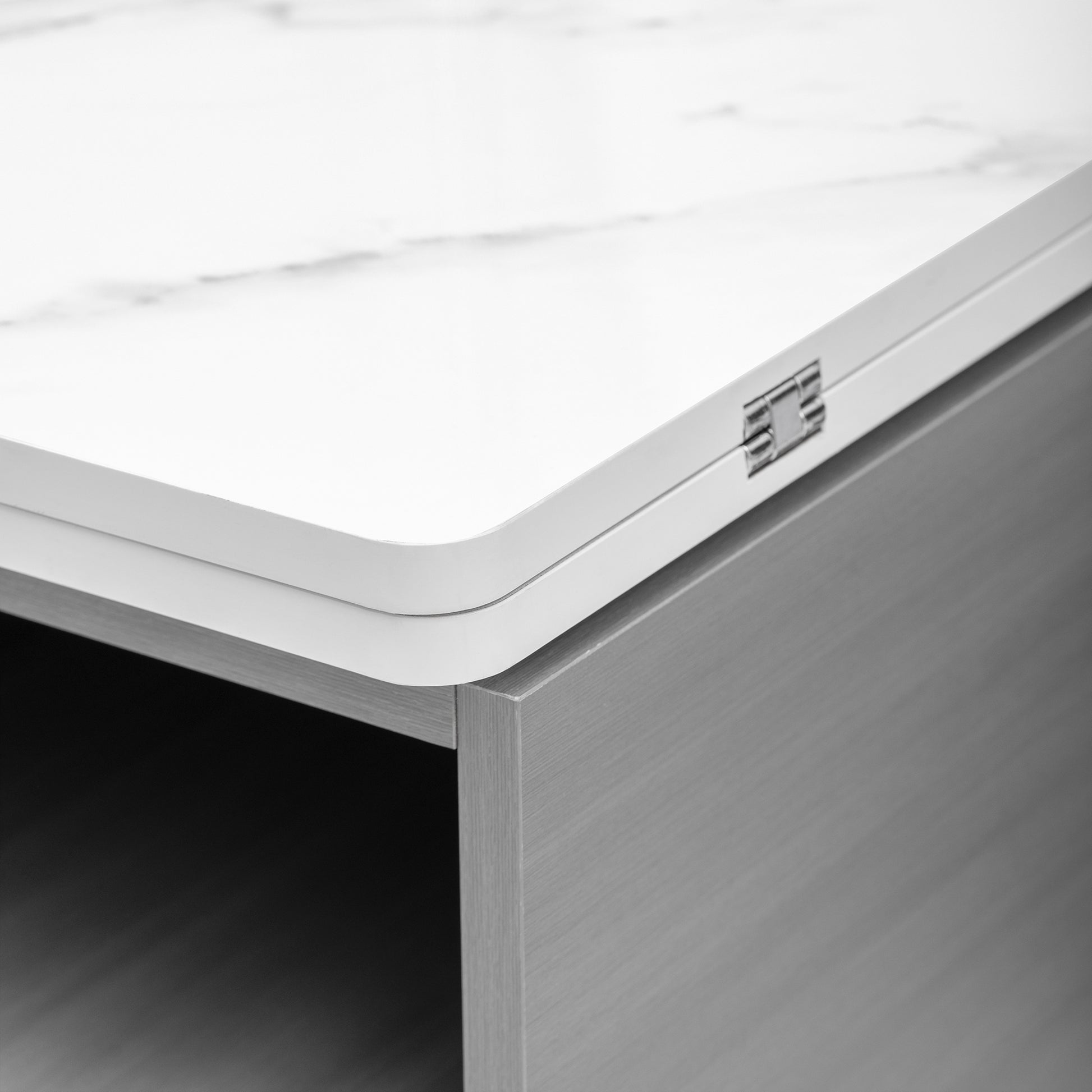 Modern Lift Top Coffee Table Multi Functional Table With Drawers In Gray & White White Gray Mdf Steel