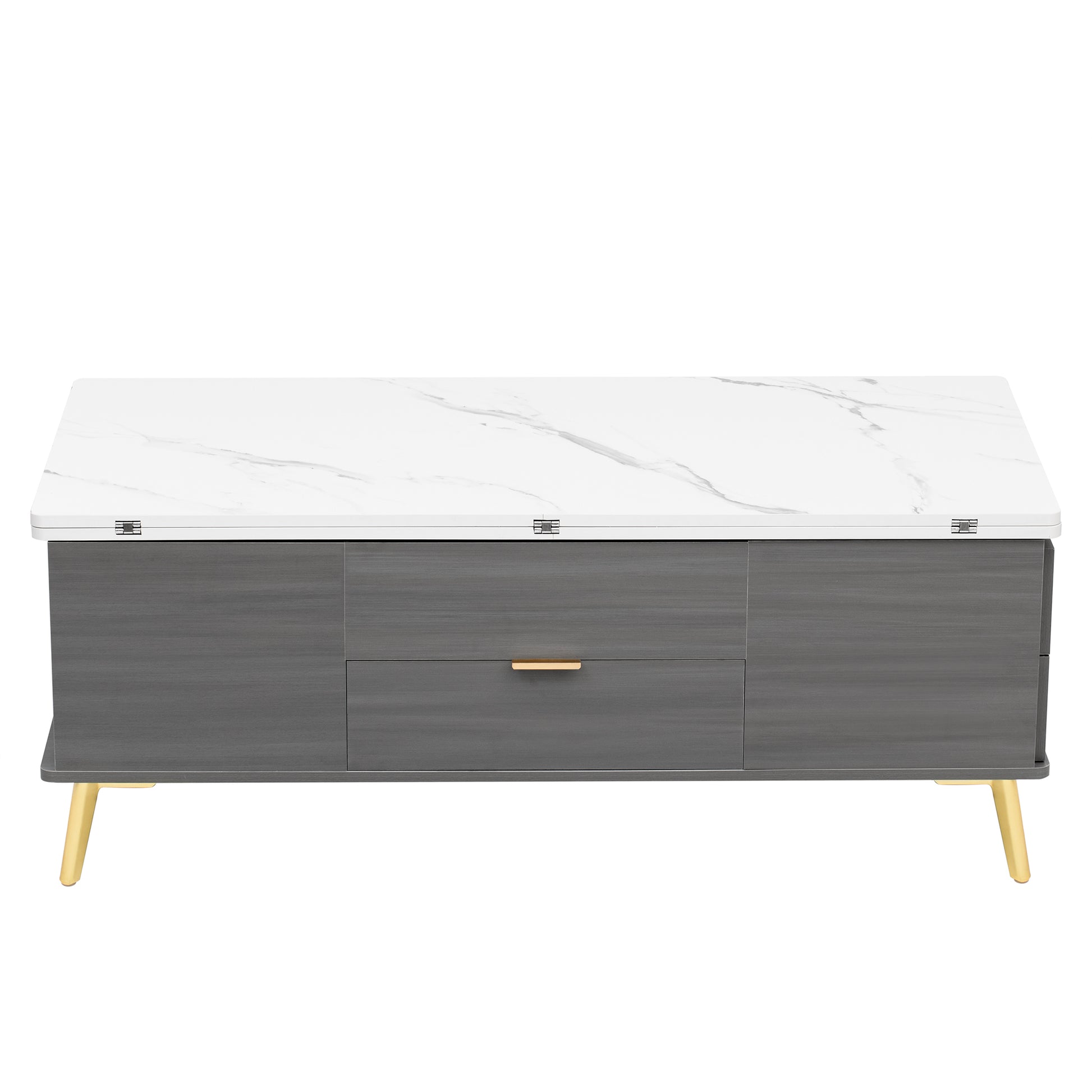 Modern Lift Top Coffee Table Multi Functional Table With Drawers In Gray & White White Gray Mdf Steel