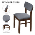 2 Pcs Dining Chairs Fabric Cushion Retro Upholstered Chairs Solid Rubber Wood For Kitchen Dining Room Small Space Grey Walnut Color Walnut Rubber Wood