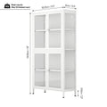 Four Glass Door Storage Cabinet With Adjustable Shelves And Feet Cold Rolled Steel Sideboard Furniture For Living Room Kitchen White 3 4 Shelves White Tempered Glass