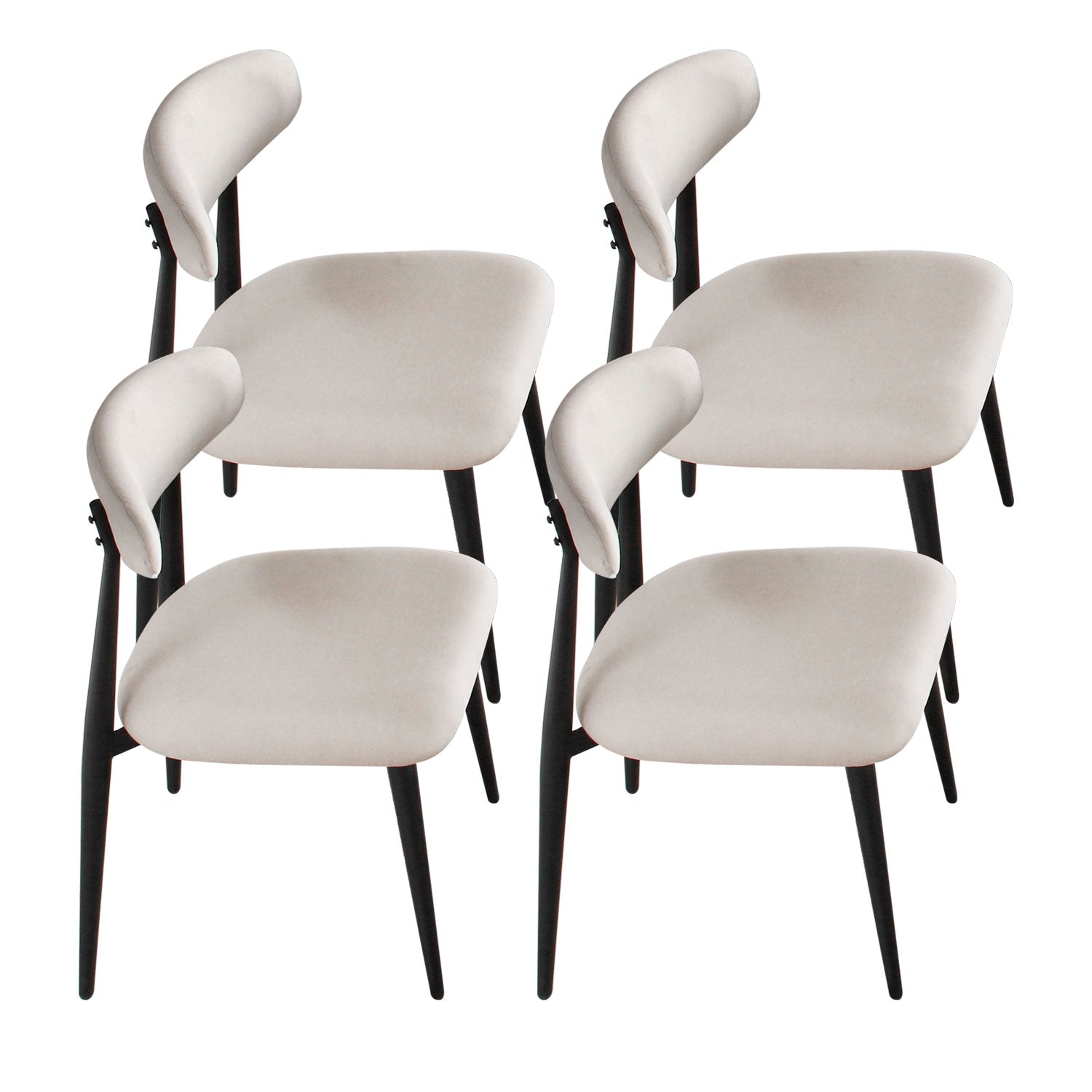Dining Chairs Set Of 4, Upholstered Chairs With Metal Legs For Kitchen Dining Room Light Grey Light Grey Foam Metal
