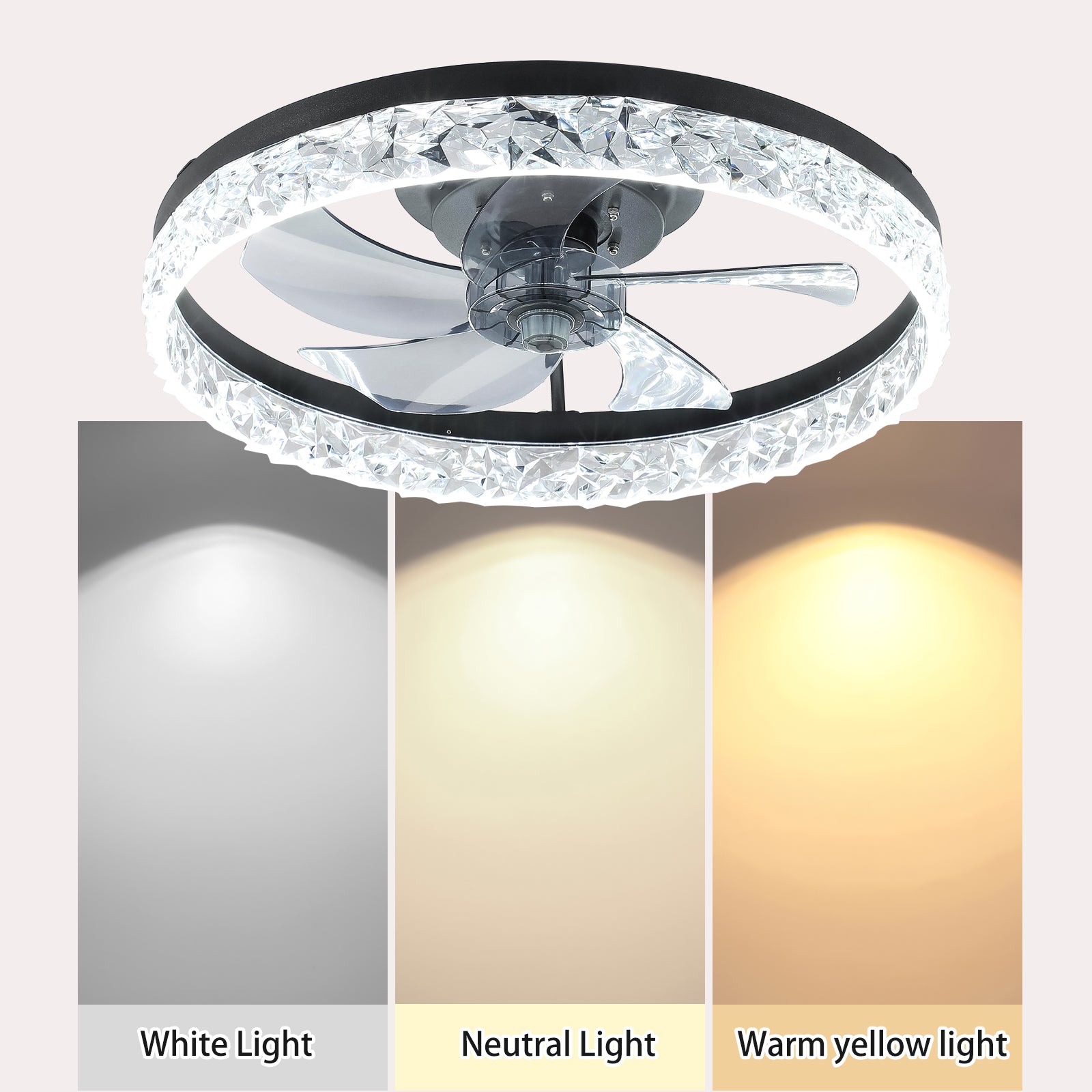 Ceiling Fan With Lights Dimmable Led Black Aluminium Iron