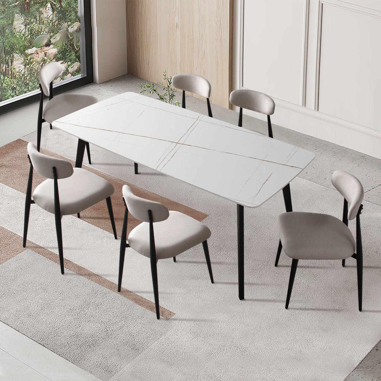 Dining Chairs Set Of 4, Upholstered Chairs With Metal Legs For Kitchen Dining Room Light Grey Light Grey Foam Metal