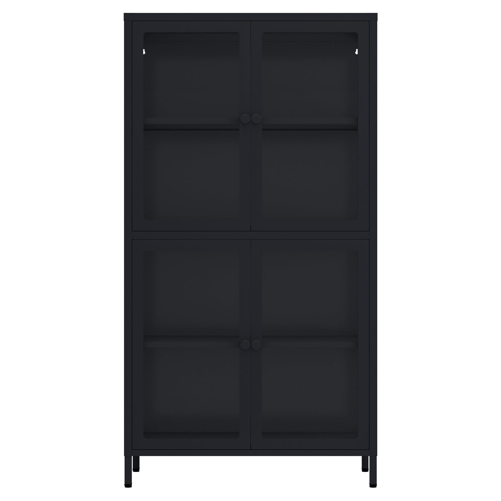 Four Glass Door Storage Cabinet With Adjustable -