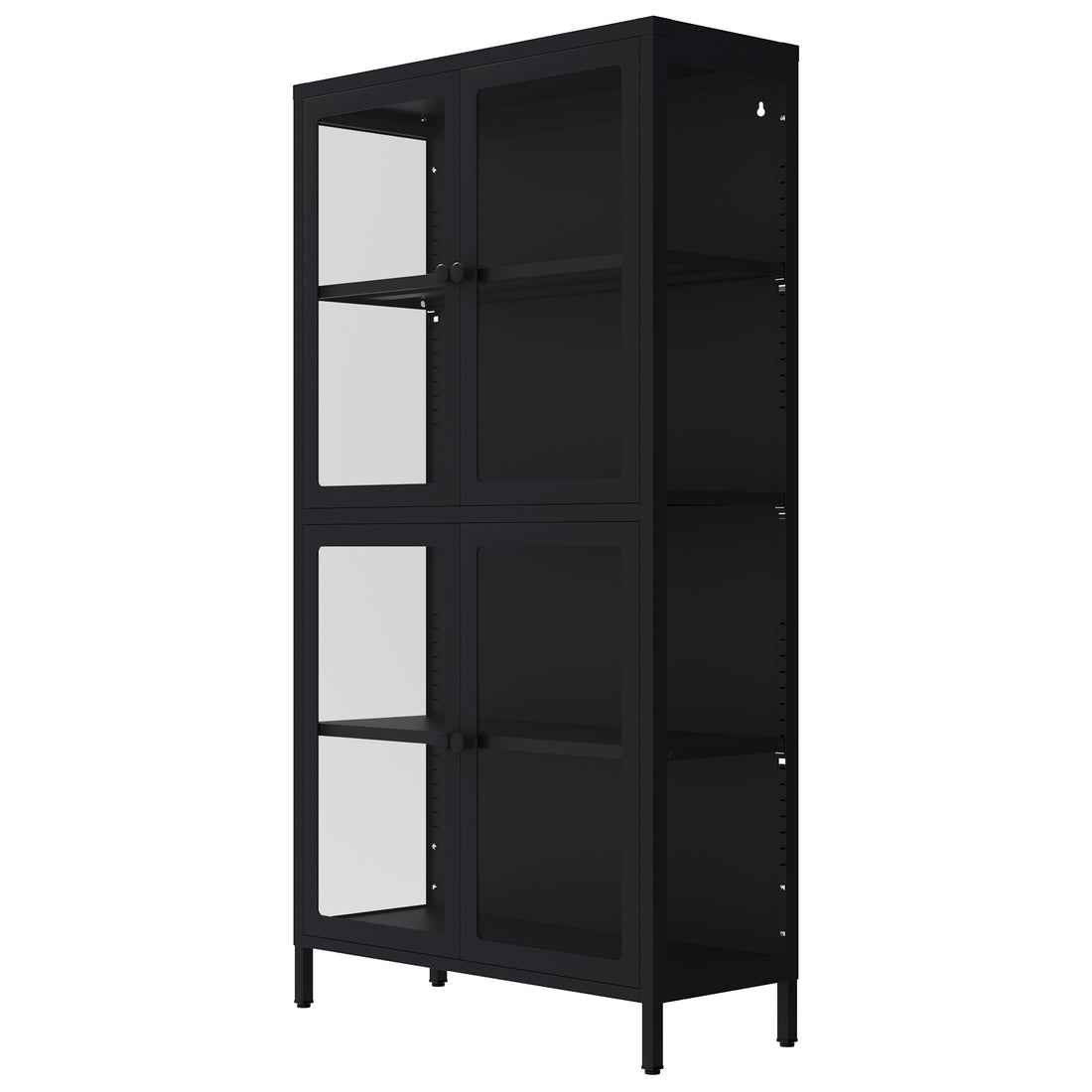 Four Glass Door Storage Cabinet With Adjustable -