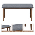 2Pcs Upholstered Benches Retro Upholstered Bench Solid Rubber Wood For Kitchen Dining Room Grey And Walnut Color Walnut Rubber Wood