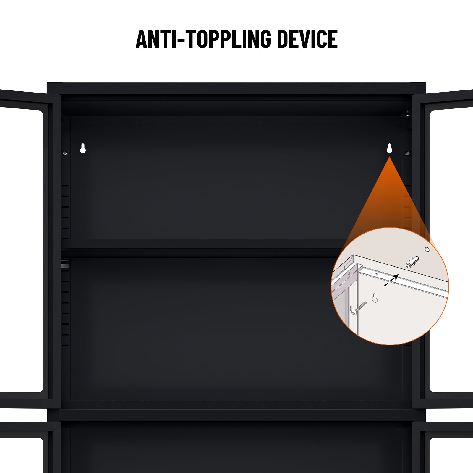 Four Glass Door Storage Cabinet With Adjustable -