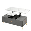 Modern Lift Top Coffee Table Multi Functional Table With Drawers In Gray & White White Gray Mdf Steel