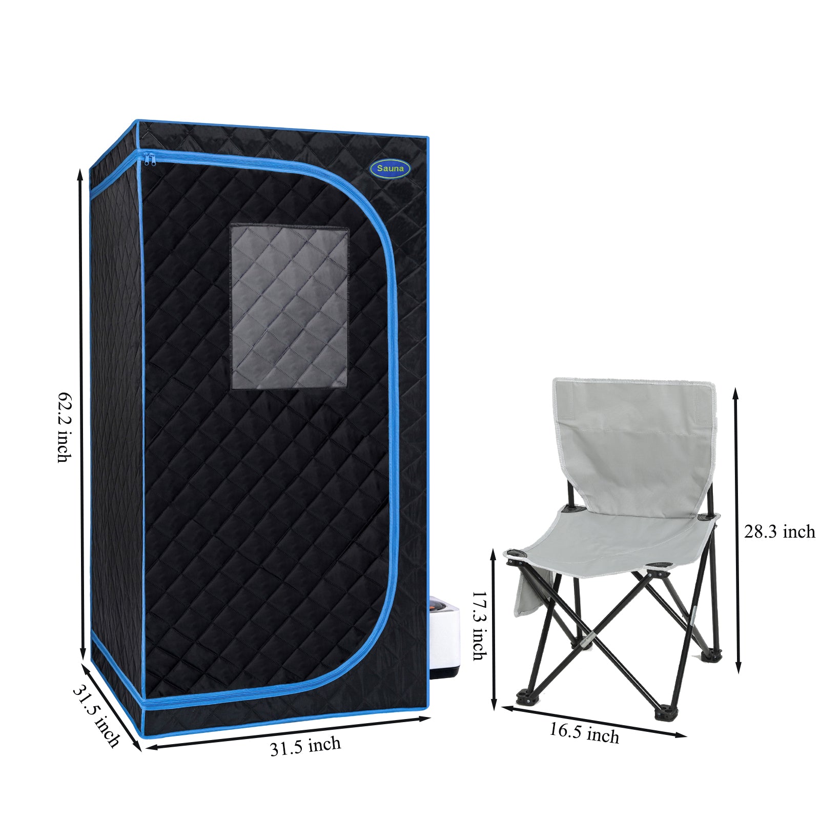 Portable Black Full Size Steam Sauna Tent Personal Home Spa, With Steam Generator, Remote Control, Foldable Chair, Pvc . Easy To Install,Fast Heating, With Fcc & Ul Certification. Black Polyester