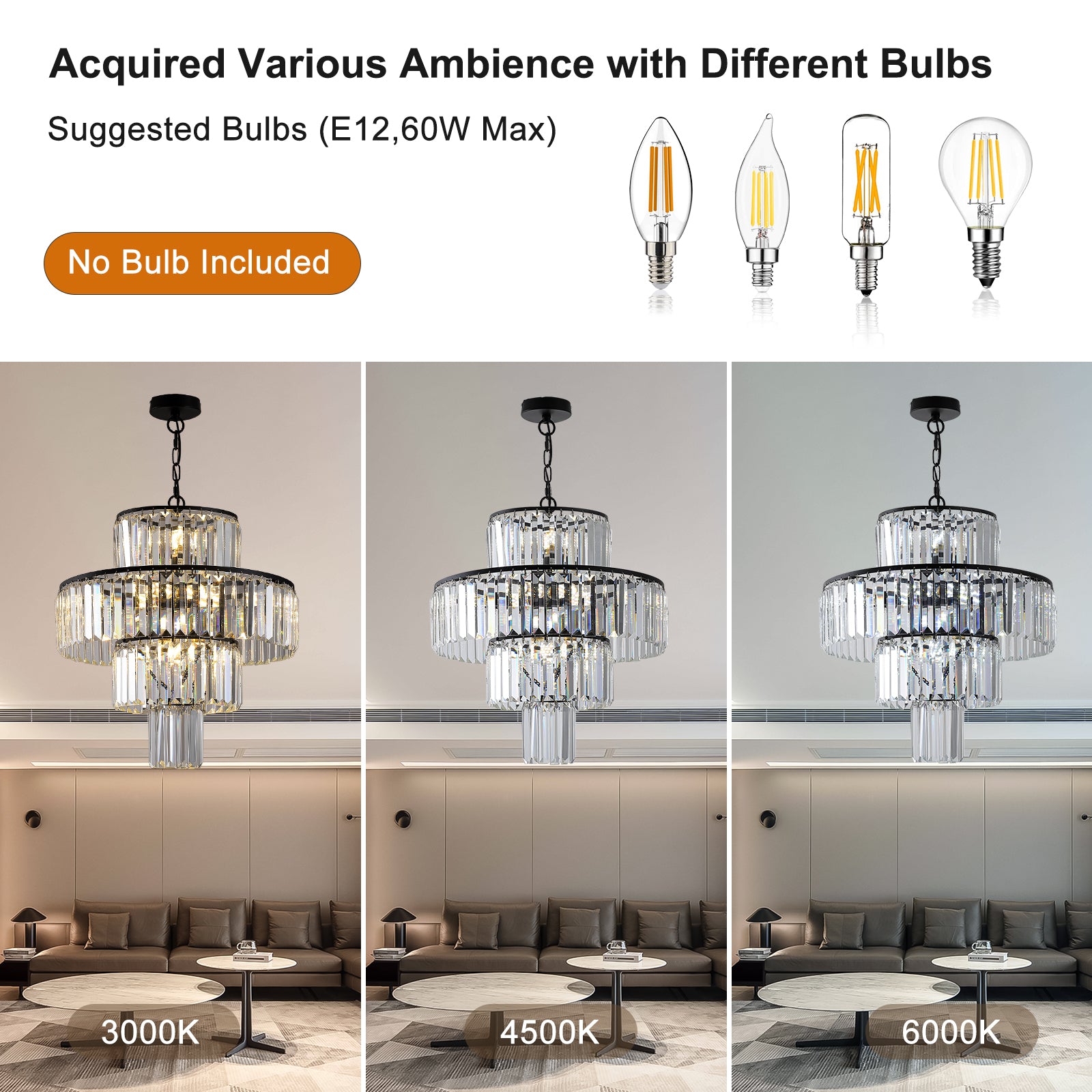 Black Luxury Crystal Chandelier Modern Chandeliers Lights Fixture Hanging Pendant Light Fixture For Dining Room Bedroom Living Room Dia 19.7 Inch Black Black Crystal Iron