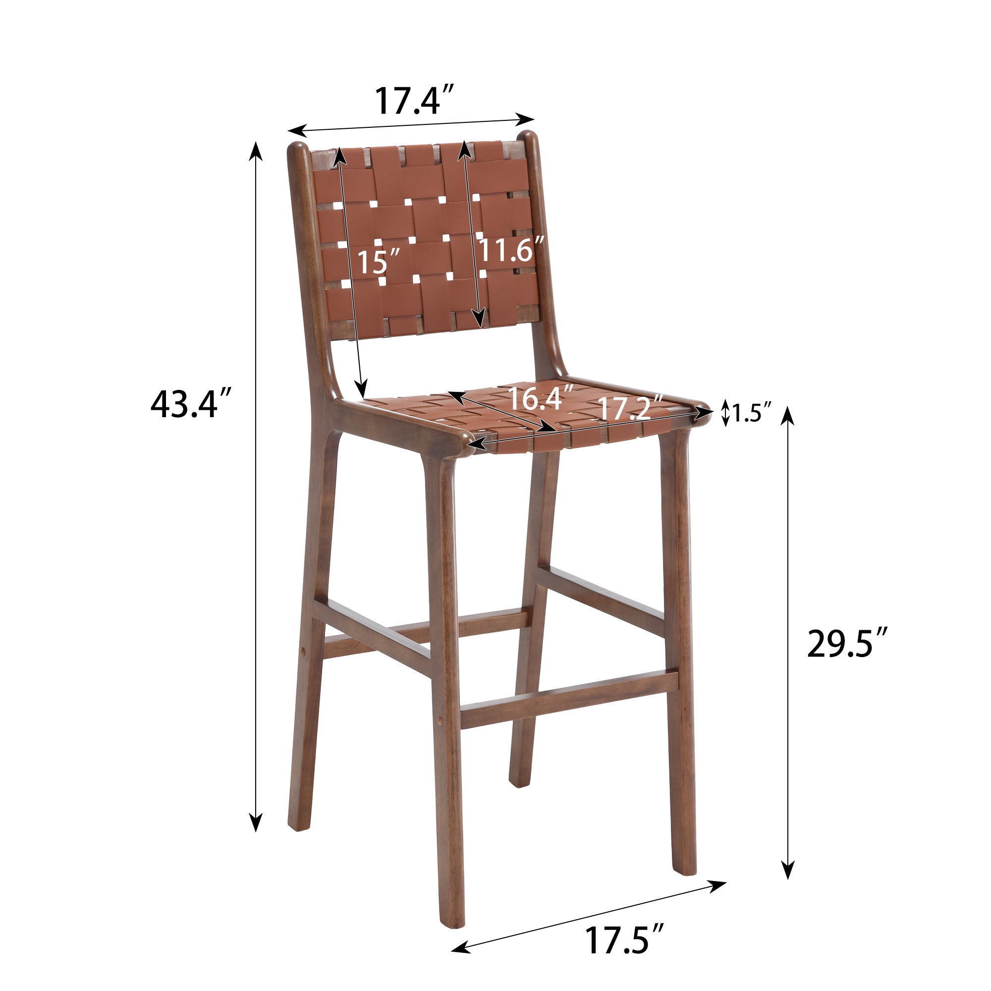 Hengming saddle leather woven bar chair with solid brown-pvc