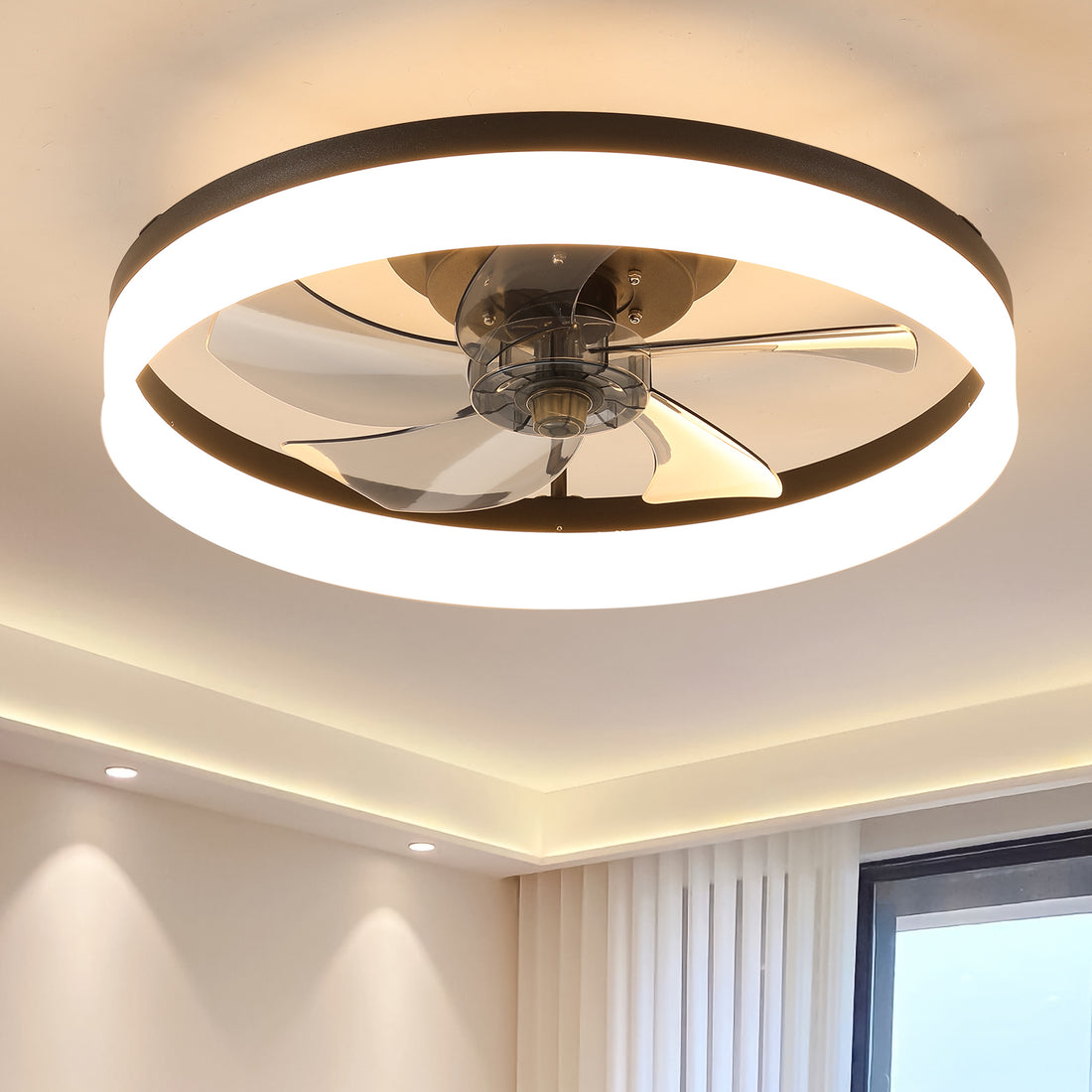 Ceiling Fan With Lights Dimmable Led Black White Aluminium Iron