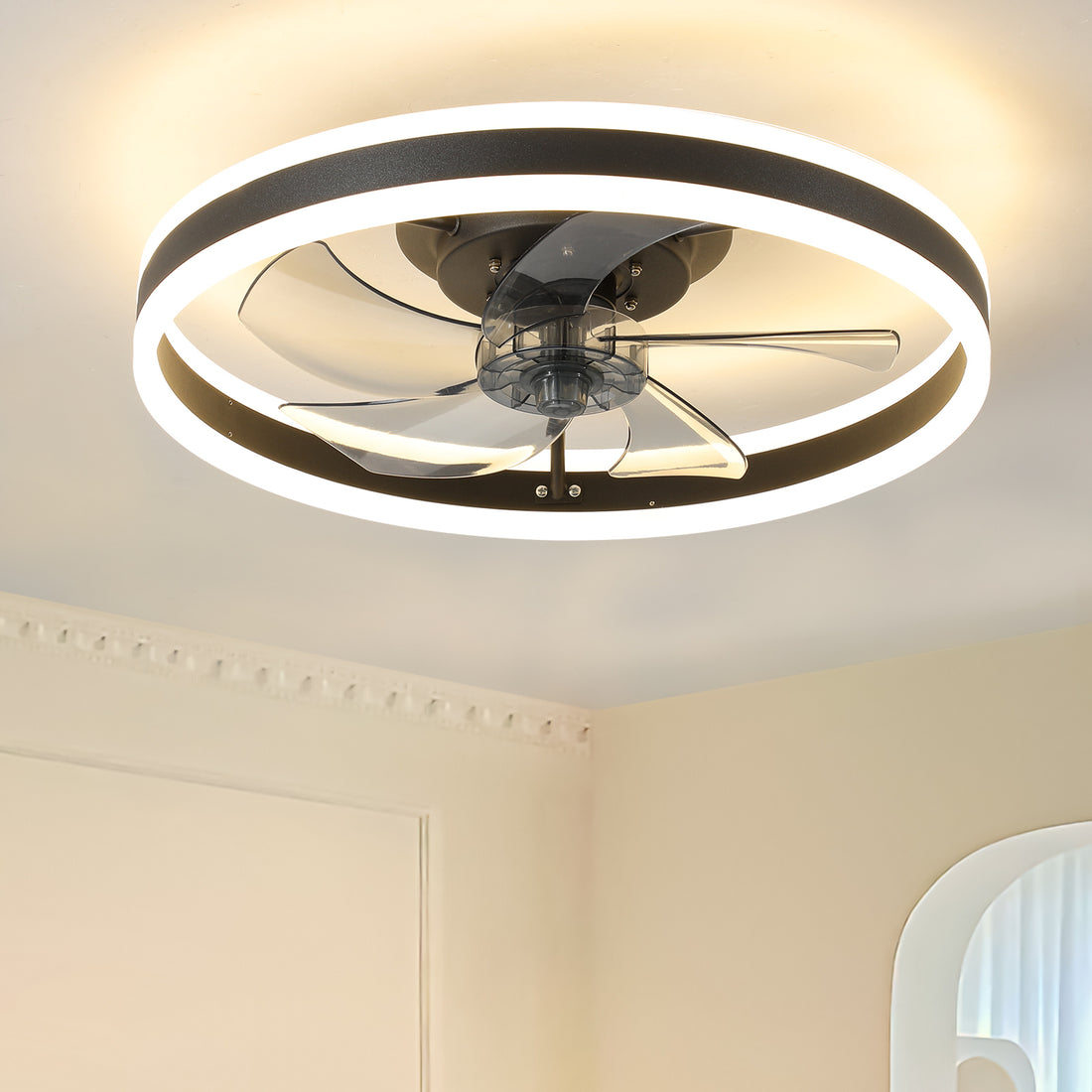Ceiling Fan With Lights Dimmable Led Black Aluminium Iron