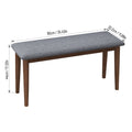 2Pcs Upholstered Benches Retro Upholstered Bench Solid Rubber Wood For Kitchen Dining Room Grey And Walnut Color Walnut Rubber Wood