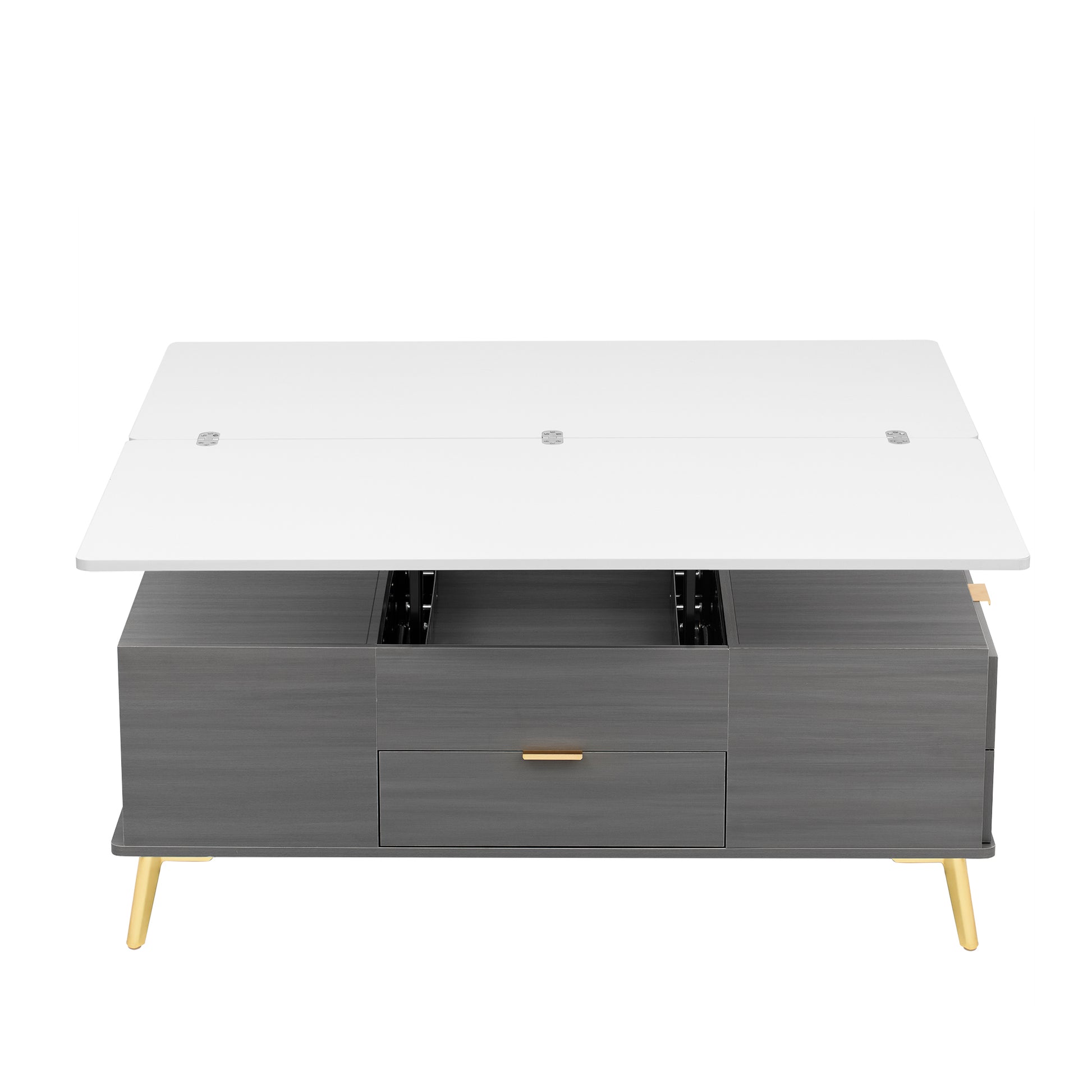 Modern Lift Top Coffee Table Multi Functional Table white+gray-mdf+steel