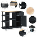 Multipurpose Kitchen Cart Cabinet with Side Storage black-mdf