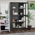 Four Glass Door Storage Cabinet With Adjustable -