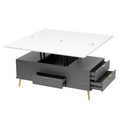 Modern Lift Top Coffee Table Multi Functional Table With Drawers In Gray & White White Gray Mdf Steel