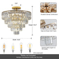 Same As W1340P189283 L005001 D500 C10G Gold Crystal Chandeliers,5 Tier Round Semi Flush Mount Chandelier Light Fixture,Large Contemporary Luxury Ceiling Lighting Gold Crystal Iron