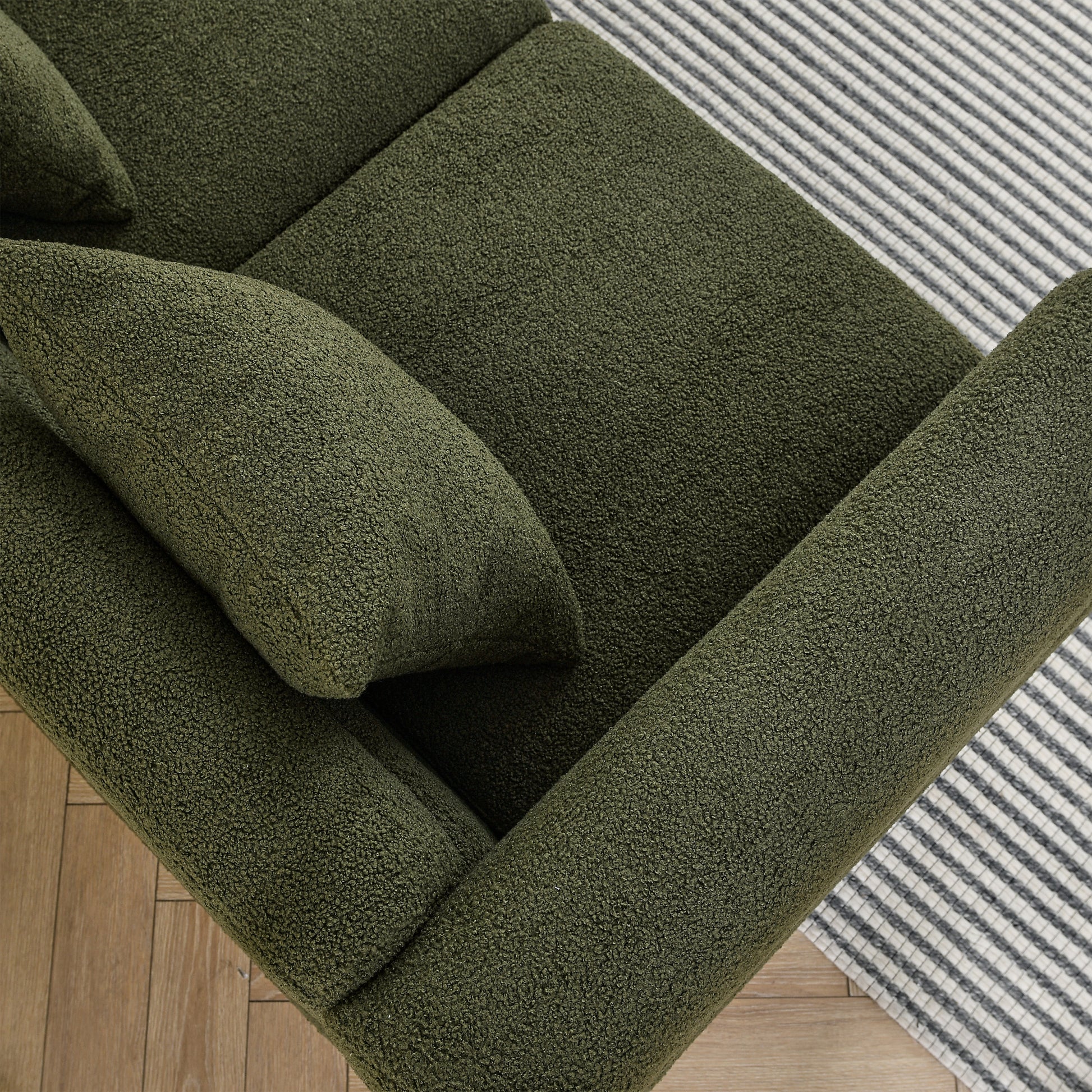 3 Seater 2 Seater Combination Sofa.Green Teddy Green Primary Living Space American Design Foam Fabric