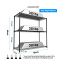 3 Tier Wire Shelving Unit, 1050 Lbs Nsf Height Adjustable Metal Garage Storage Shelves, Heavy Duty Storage Wire Rack Metal Shelves Black Black Iron Plastic