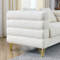 81 Inch Oversized 3 Seater Sectional Sofa, Living Room Comfort Fabric Sectional Sofa Deep Seating Sectional Sofa, Soft Sitting With 3 Pillows For Living Room, Bedroom, Etc., White Teddy Ivory Ivory Primary Living Space American Design Foam Fabric 3 Seat