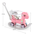 Rocking Horse For Toddlersbalance Bike Ride On Toys With Push Handle, Backrest And Balance Board For Baby Girl And Boy, Unicorn Kids Riding Birthday Pink Pink Hdpe