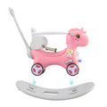 Rocking Horse For Toddlersbalance Bike Ride On Toys With Push Handle, Backrest And Balance Board For Baby Girl And Boy, Unicorn Kids Riding Birthday Pink Pink Hdpe