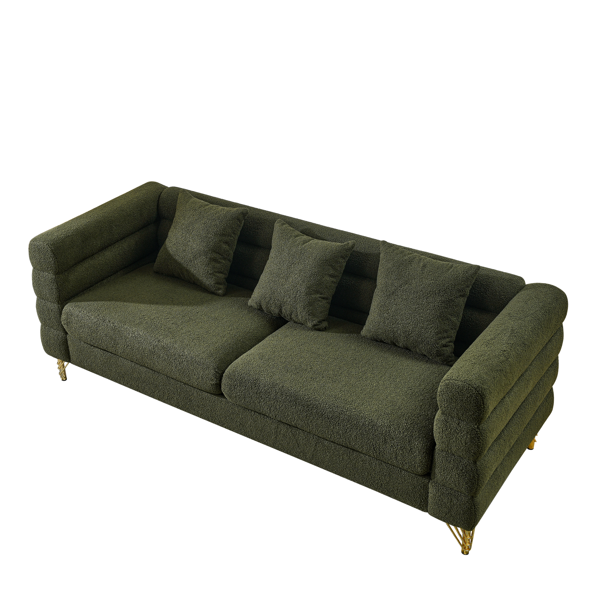 3 Seater 2 Seater Combination Sofa.Green Teddy Green Primary Living Space American Design Foam Fabric