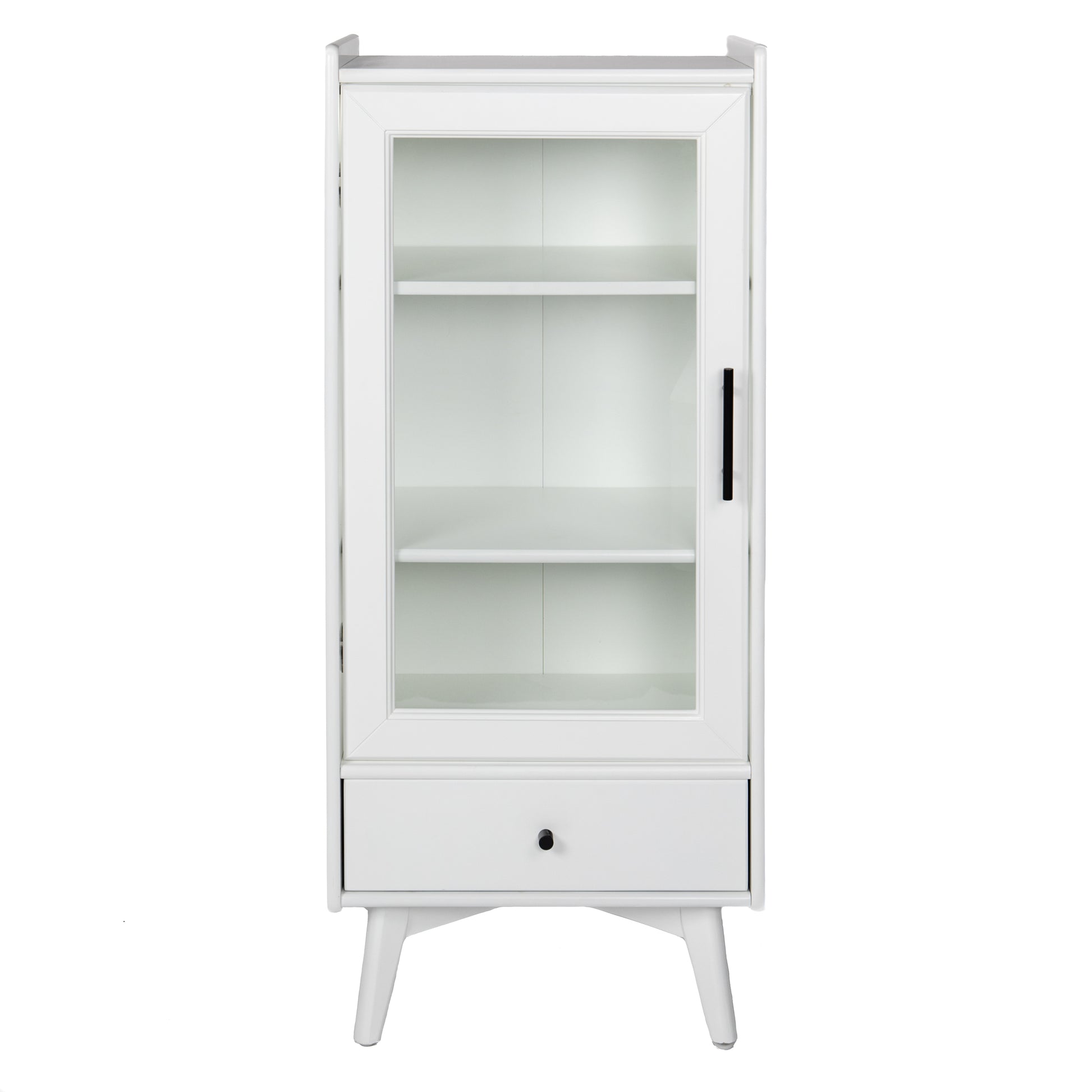 Modern Bathroom Storage Cabinet & Floor Standing Cabinet With Glass Door With Double Adjustable Shelves And One Drawer, Extra Storage Space On Top, White 19.75" 13.75" 46" White Mdf