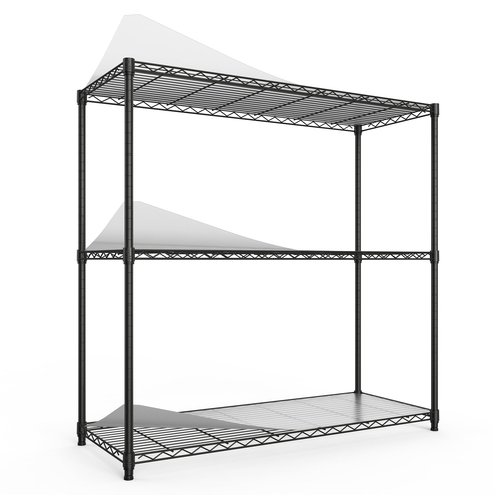 3 Tier Wire Shelving Unit, 1050 Lbs Nsf Height Adjustable Metal Garage Storage Shelves, Heavy Duty Storage Wire Rack Metal Shelves Black Black Iron Plastic