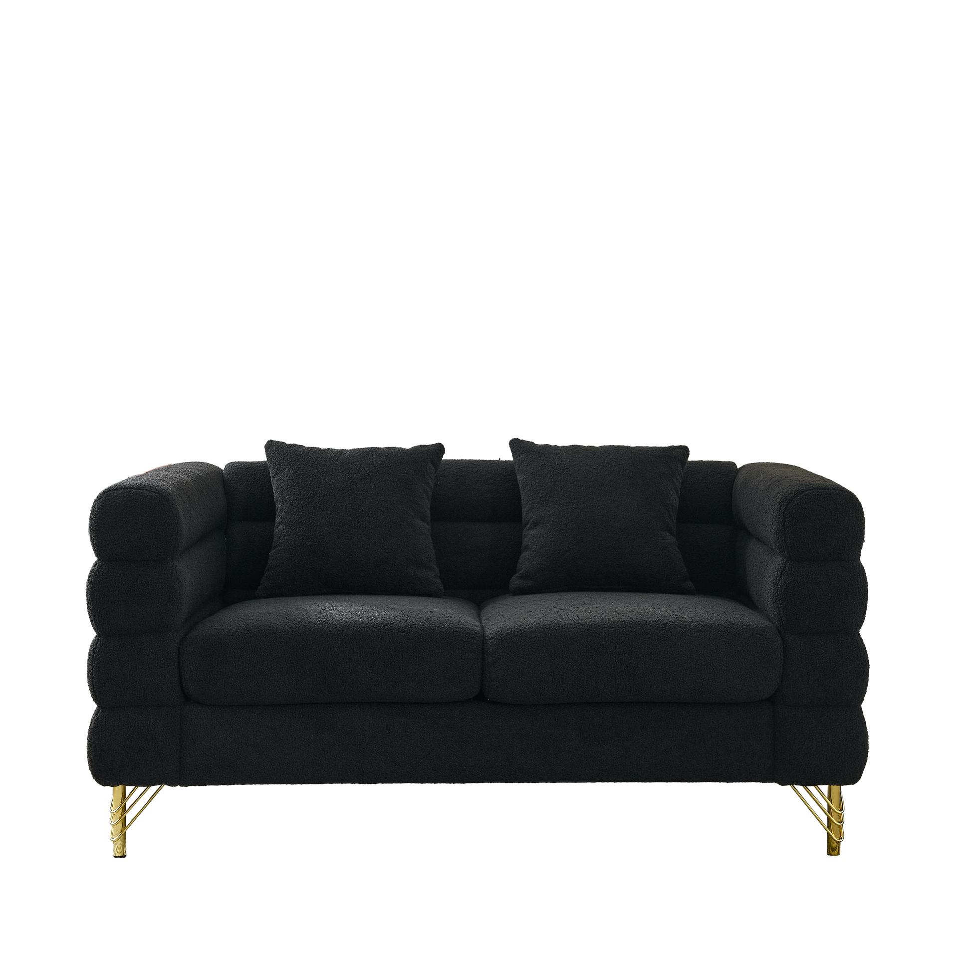 3 Seater 2 Seater Combination Sofa.Black Teddy Black Primary Living Space American Design Foam Fabric