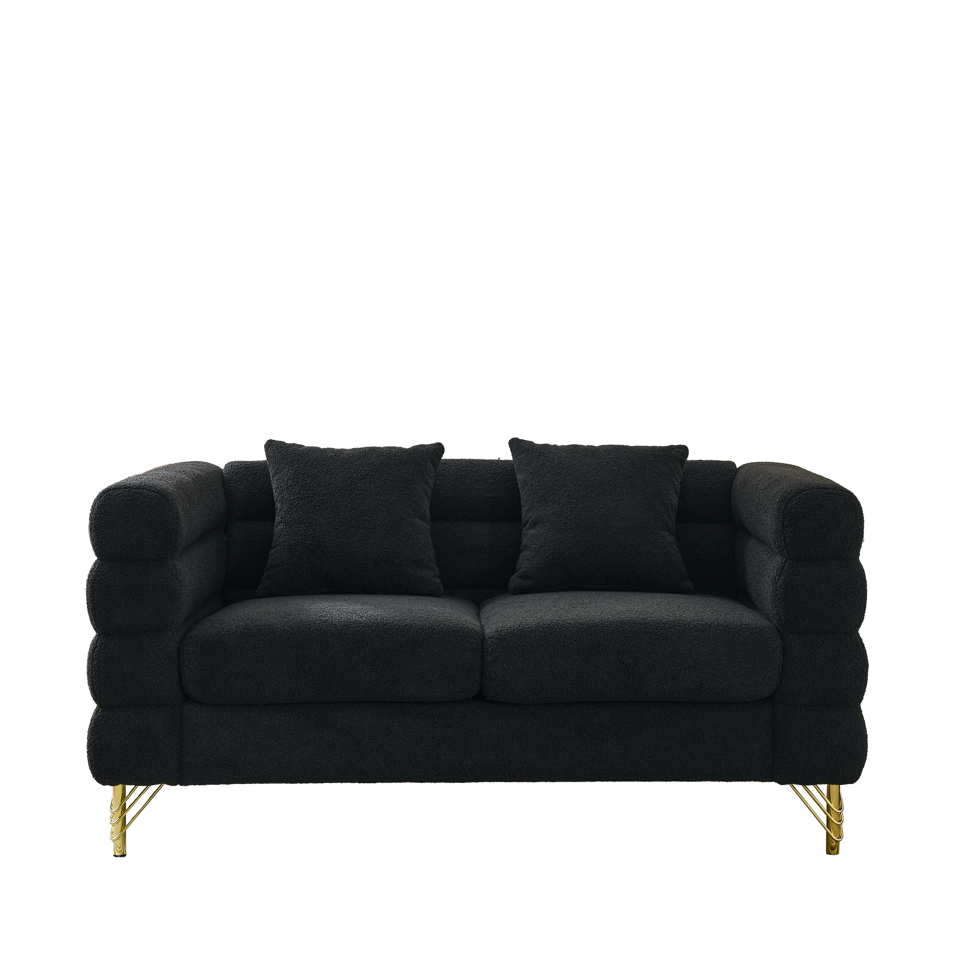 3 Seater 3 Seater Combination Sofa.Black Teddy Black Primary Living Space American Design Foam Fabric
