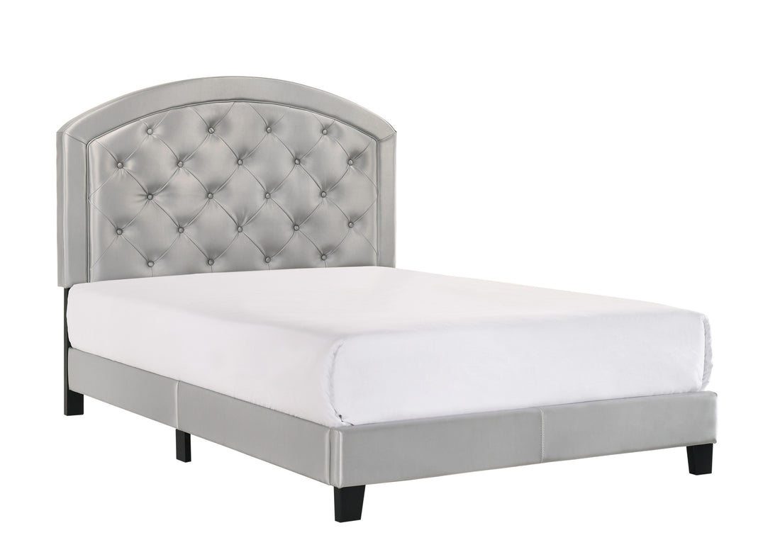 Full Upholstered Platform Bed with Adjustable silver-wood
