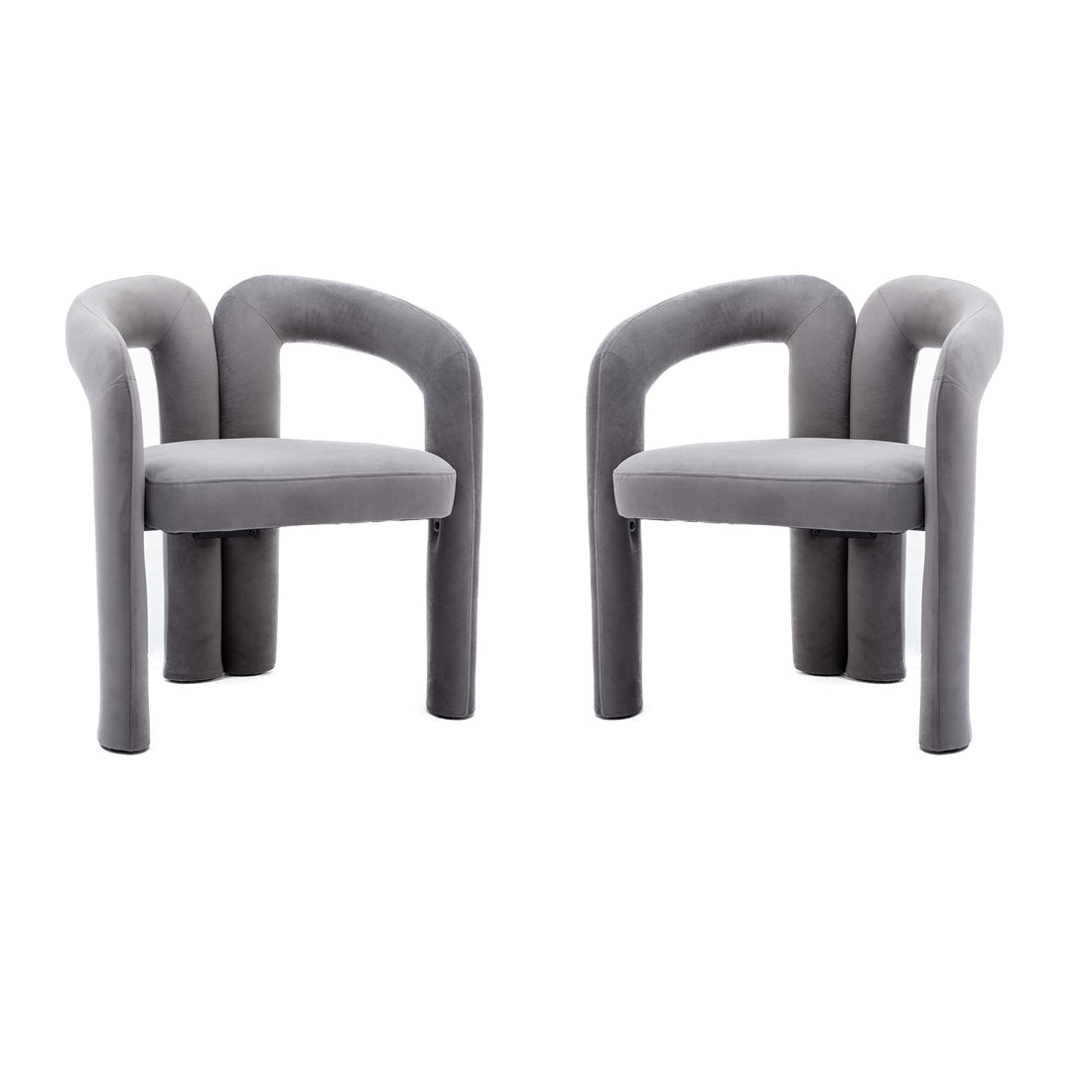 Coolmore Contemporary Designed Velvet Fabric Upholstered Accent Dining Chair Barrel Side Chairs Kitchen Armchair For Living Room Set Of 2 Gray Velvet Gray Foam Velvet