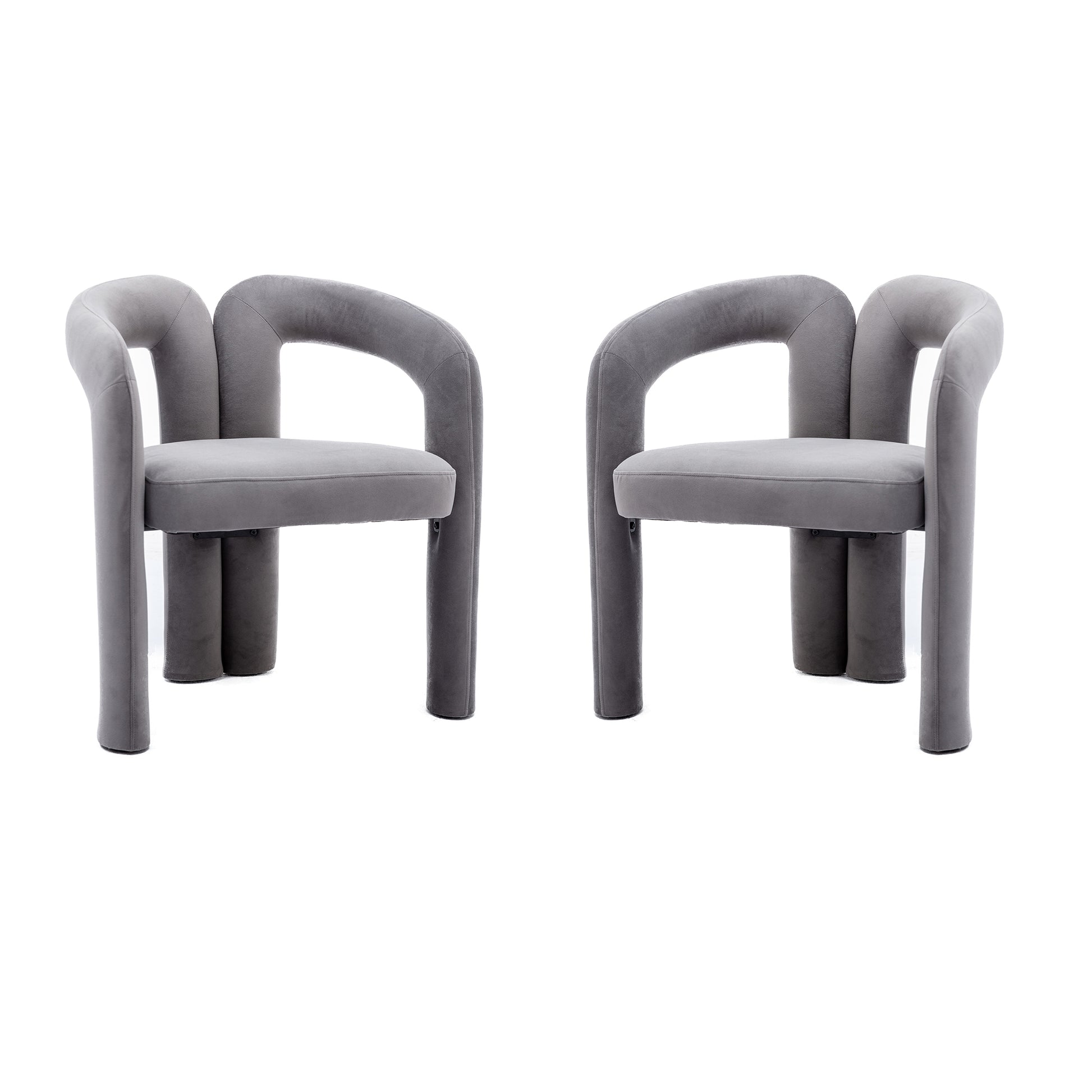 Coolmore Contemporary Designed Velvet Fabric Upholstered Accent Dining Chair Barrel Side Chairs Kitchen Armchair For Living Room Set Of 2 Gray Velvet Gray Foam Velvet