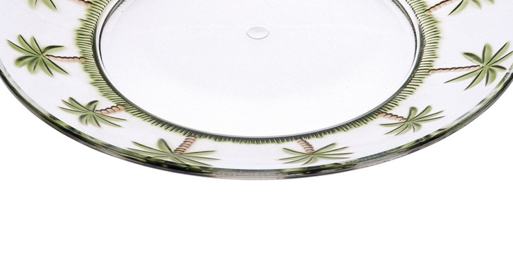 Palm Tree Design 9" Acrylic Dinner Plates Set Of 4, Crystal Clear Plastic Plates Reusable, Unbreakable Kitchen Plates For All Occasions Bpa Free Dishwasher Safe Clear Acrylic