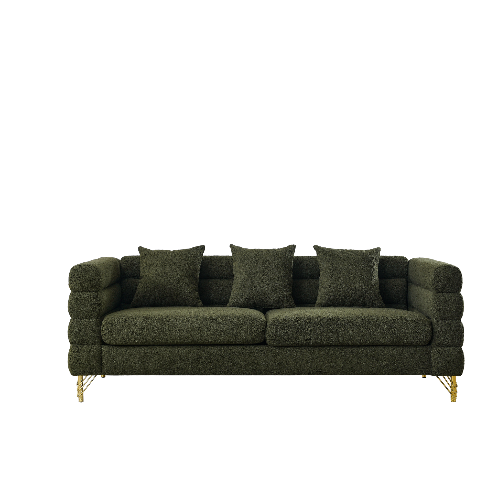 81Inch Oversized 3 Seater Sectional Sofa, Living Room Comfort Fabric Sectional Sofa Deep Seating Sectional Sofa, Soft Sitting With 3 Pillows For Living Room, Bedroom, Office Green Teddy W834S00033 Green Primary Living Space American Design Foam Fabric 3