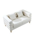 60Inch Oversized 2 Seater Sectional Sofa, Living Room Comfort Fabric Sectional Sofa Deep Seating Sectional Sofa, Soft Sitting With 2 Pillows For Living Room, Bedroom White Teddy Ivory W834S00029 Ivory Primary Living Space American Design Foam Fabric 2