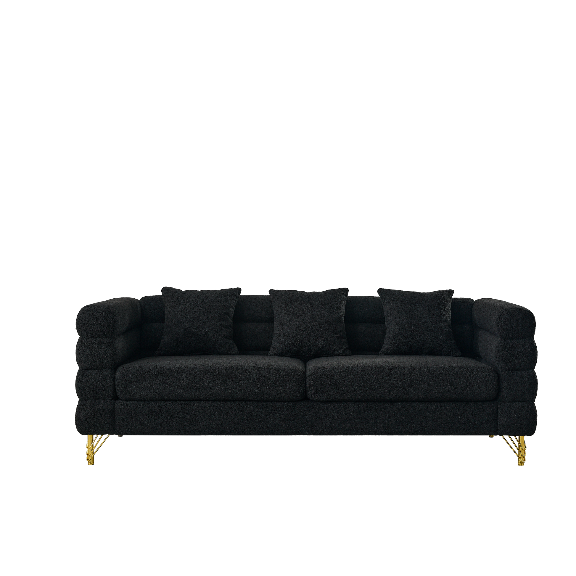 81 Inch Oversized 3 Seater Sectional Sofa, Living Room Comfort Fabric Sectional Sofe Deep Seating Sectional Sofa, Soft Sitting With 3 Pillows For Living Room,Bedroom,Office, Black Teddy W834S00035 Black Primary Living Space American Design Foam Fabric 3