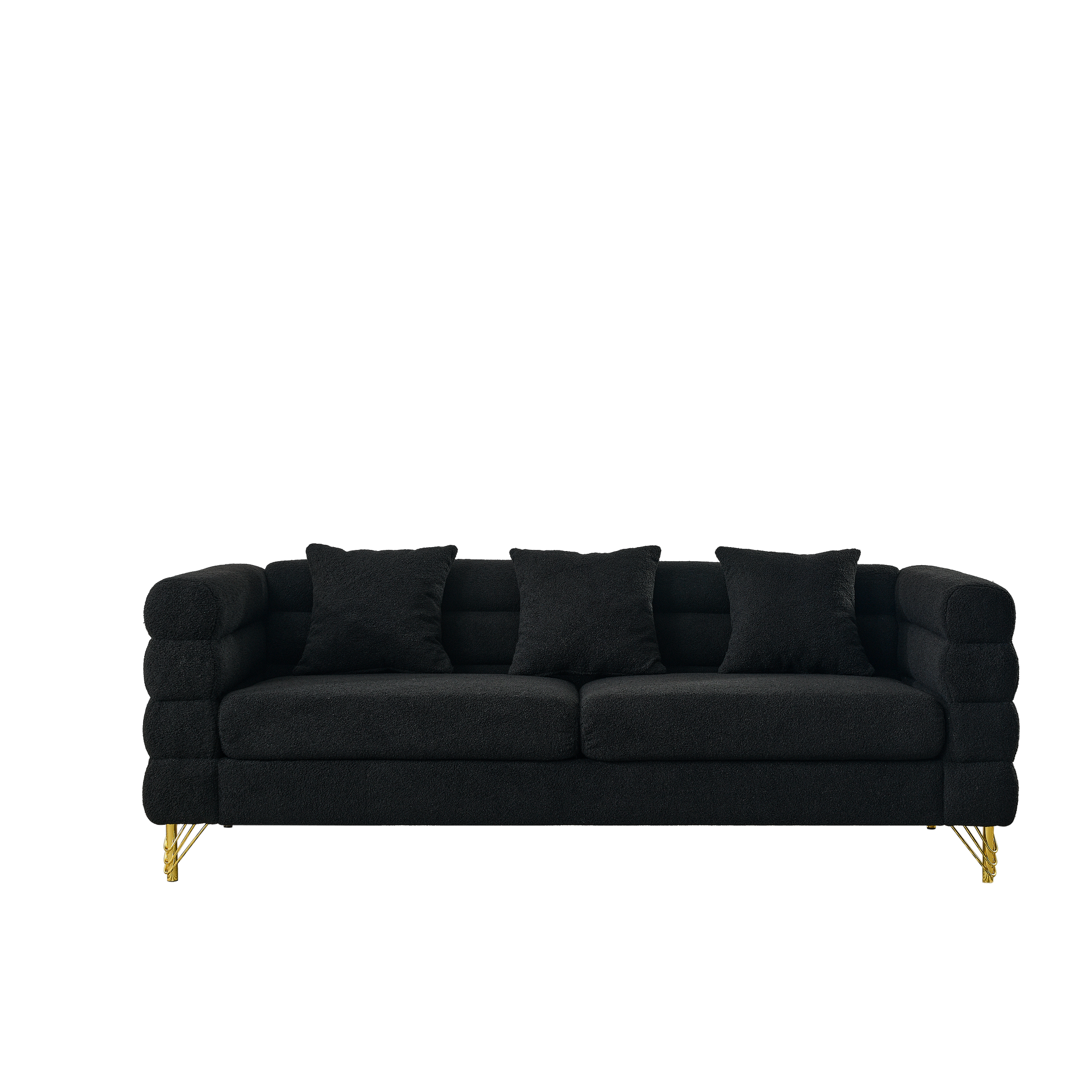 3 Seater 3 Seater Combination Sofa.Black Teddy Black Primary Living Space American Design Foam Fabric