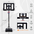 Teenagers Portable Basketball Hoop Height Adjustable Basketball Hoop Stand 7.5Ft 10Ft With 44 Inch Backboard And Wheels For Adults Teens Balls Sports Black Garden & Outdoor Sporty Iron