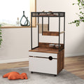 Cat Litter Box Enclosures With Cat Tree Tower, Cat Furniture ,Cat Cabinet White Vintage American Design Particle Board