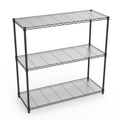 3 Tier Wire Shelving Unit, 1050 Lbs Nsf Height Adjustable Metal Garage Storage Shelves, Heavy Duty Storage Wire Rack Metal Shelves Black Black Iron Plastic