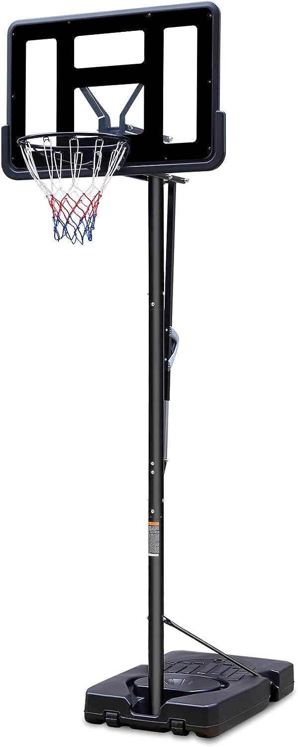 Teenagers Portable Basketball Hoop Height Adjustable Basketball Hoop Stand 7.5Ft 10Ft With 44 Inch Backboard And Wheels For Adults Teens Balls Sports Black Garden & Outdoor Sporty Iron