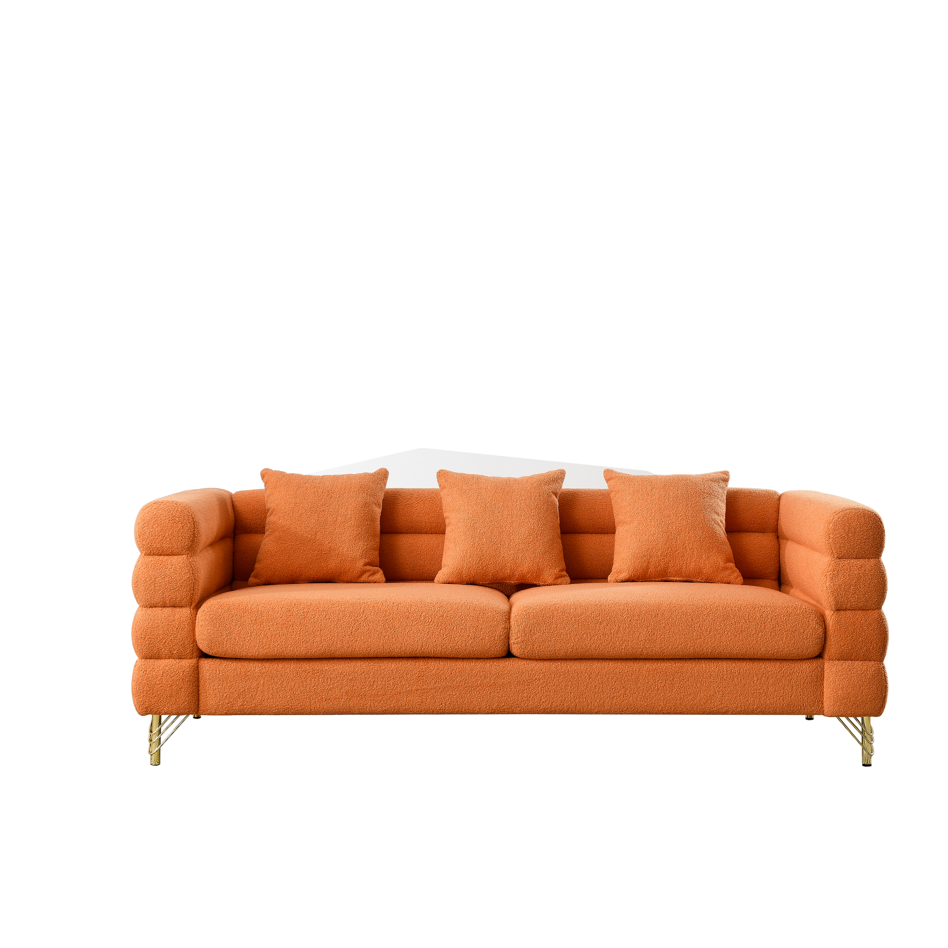 81 Inch Oversized 3 Seater Sectional Sofa, Living Room Comfort Fabric Sectional Sofa Deep Seating Sectional Sofa, Soft Sitting With 3 Pillows For Living Room,Bedroom,Office.,Orange Teddy W834S00034 Orange Primary Living Space American Design Foam Fabric
