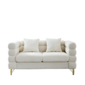 60Inch Oversized 2 Seater Sectional Sofa, Living Room Comfort Fabric Sectional Sofa Deep Seating Sectional Sofa, Soft Sitting With 2 Pillows For Living Room, Bedroom White Teddy Ivory W834S00029 Ivory Primary Living Space American Design Foam Fabric 2