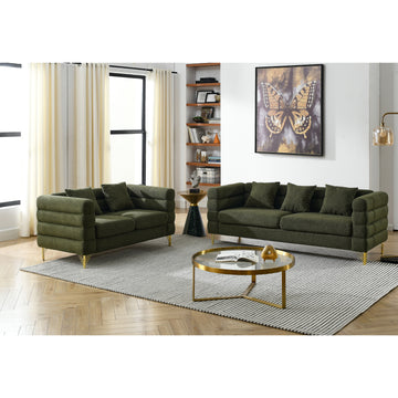 3 Seater 2 Seater Combination Sofa.Green Teddy Green Primary Living Space American Design Foam Fabric